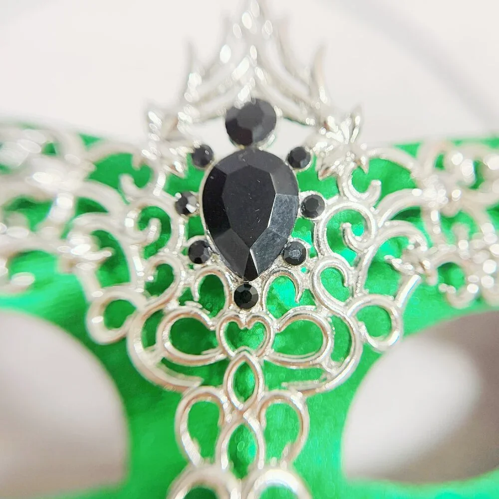 Silver green mask, Masquerade mask, Cosplay mask, ball party mask, Prom mask